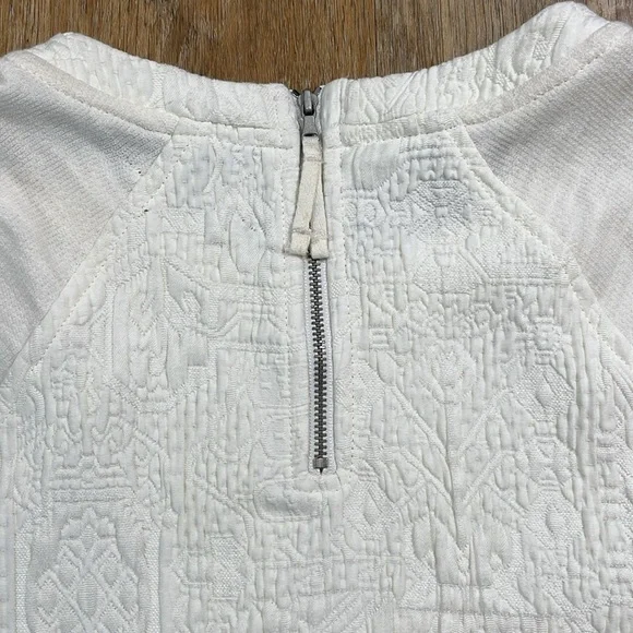 Lou & Grey Cream Textured Shirt Dress Short Sleeve Quilted Women's Small S - Picture 12 of 14